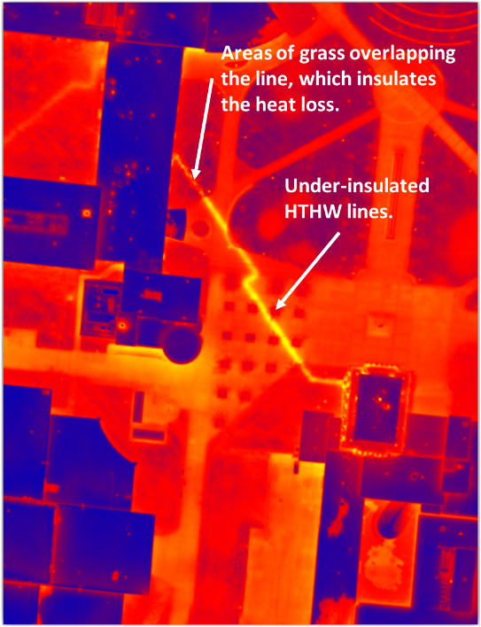 Image of an Infrared leak detection survey of underground HTHW lines