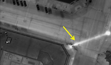 Aerial thermal mapping image of an underground steam leak